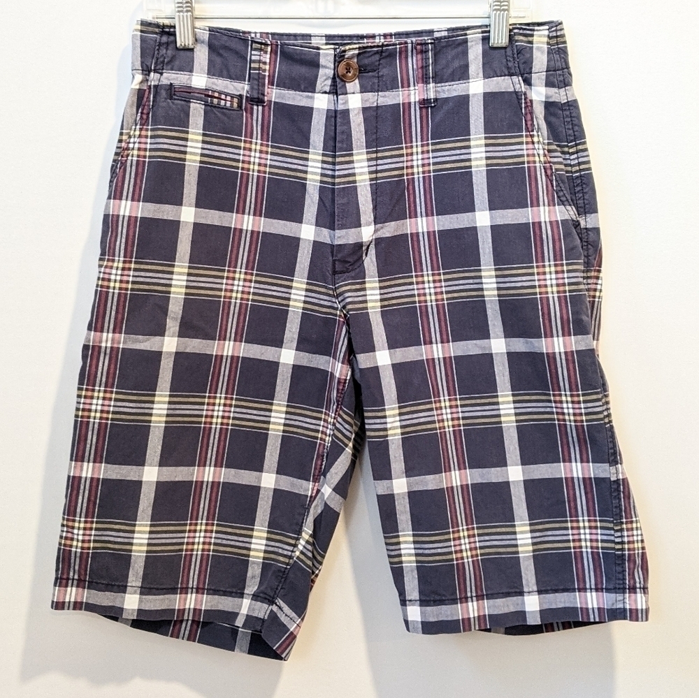 2/$20 American Eagle Longboard Navy Blue Plaid Shorts sz 28